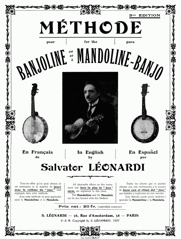 Salvator Lonardi - Mthode pour Banjoline ou Mandoline-Banjo